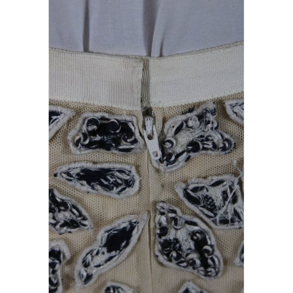 Oscar de la Renta Womens Cotton Blend Textured Zip Up Pencil Skirt Beige Size 4 - Picture 4 of 6